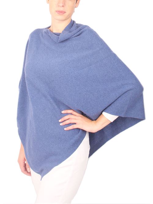 Blue merino wool poncho Art Tricot | 2016111BLU